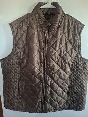 Jane Ashley Quilted Brown Sleeveless Vest
